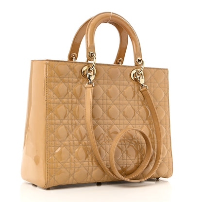 Christian Dior Patent Cannage Large Lady Dior Dark Beige 3 of 12