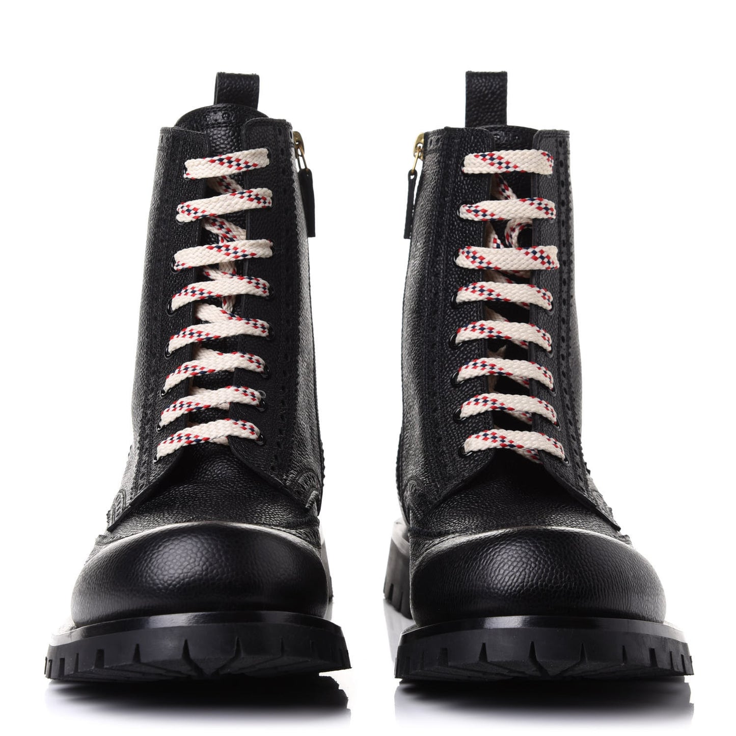 Grained Calfskin Mens Lace Up Combat Boots 11 Black