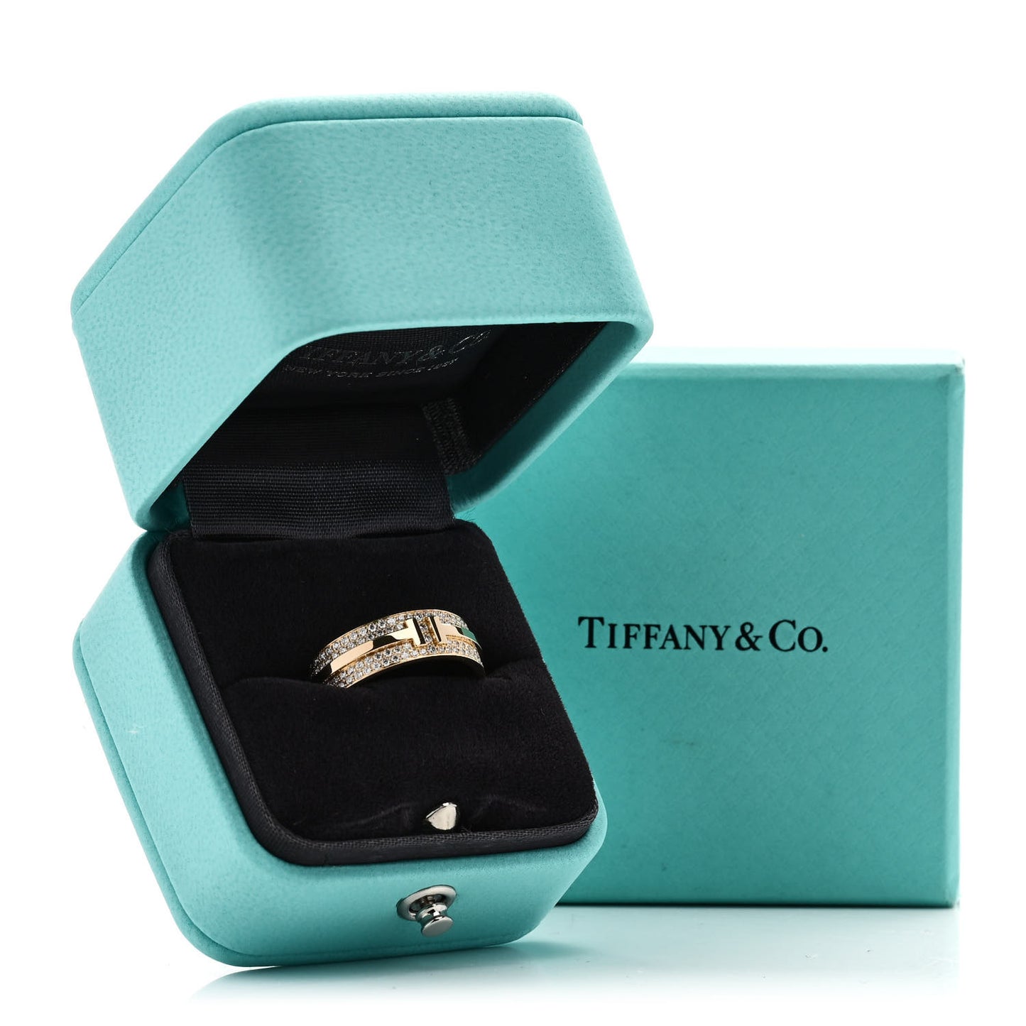 18K Yellow Gold Diamond Wide T Two Pave Ring 52 6
