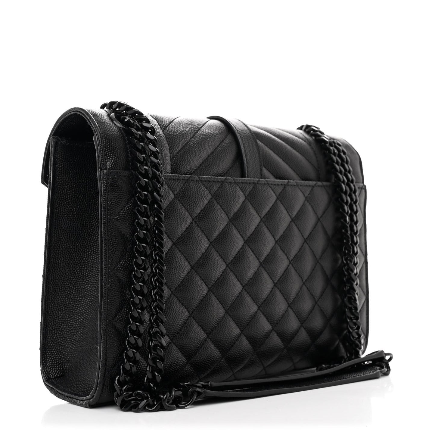 Grain De Poudre Textured Mixed Matelasse Triquilt Medium Monogram Monochrome Satchel Black