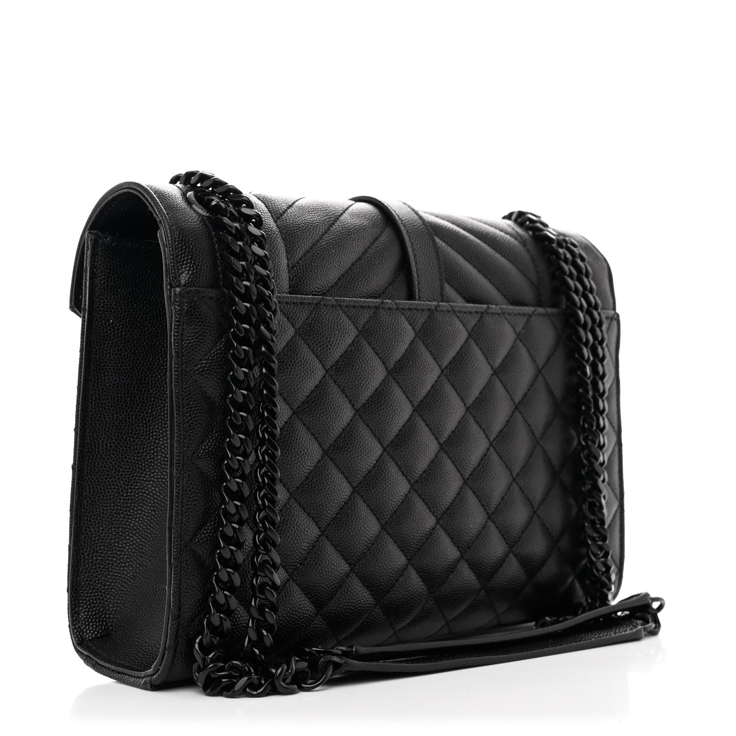 Saint Laurent Grain De Poudre Textured Mixed Matelasse Triquilt Medium Monogram Monochrome Satchel Black 3 of 10