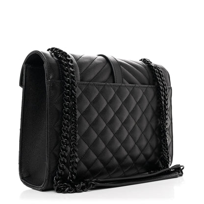 Saint Laurent Grain De Poudre Textured Mixed Matelasse Triquilt Medium Monogram Monochrome Satchel Black 3 of 10