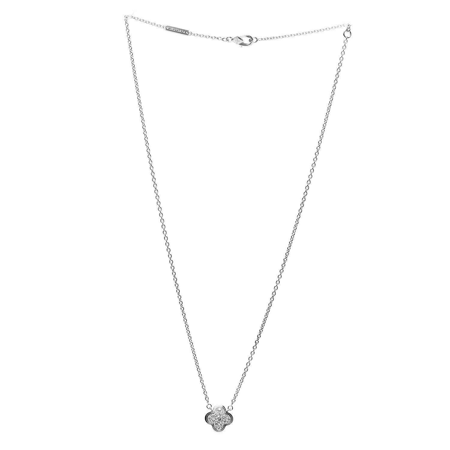 Van Cleef & Arpels 18K White Gold Diamond Pure Alhambra Pendant Necklace 3 of 7