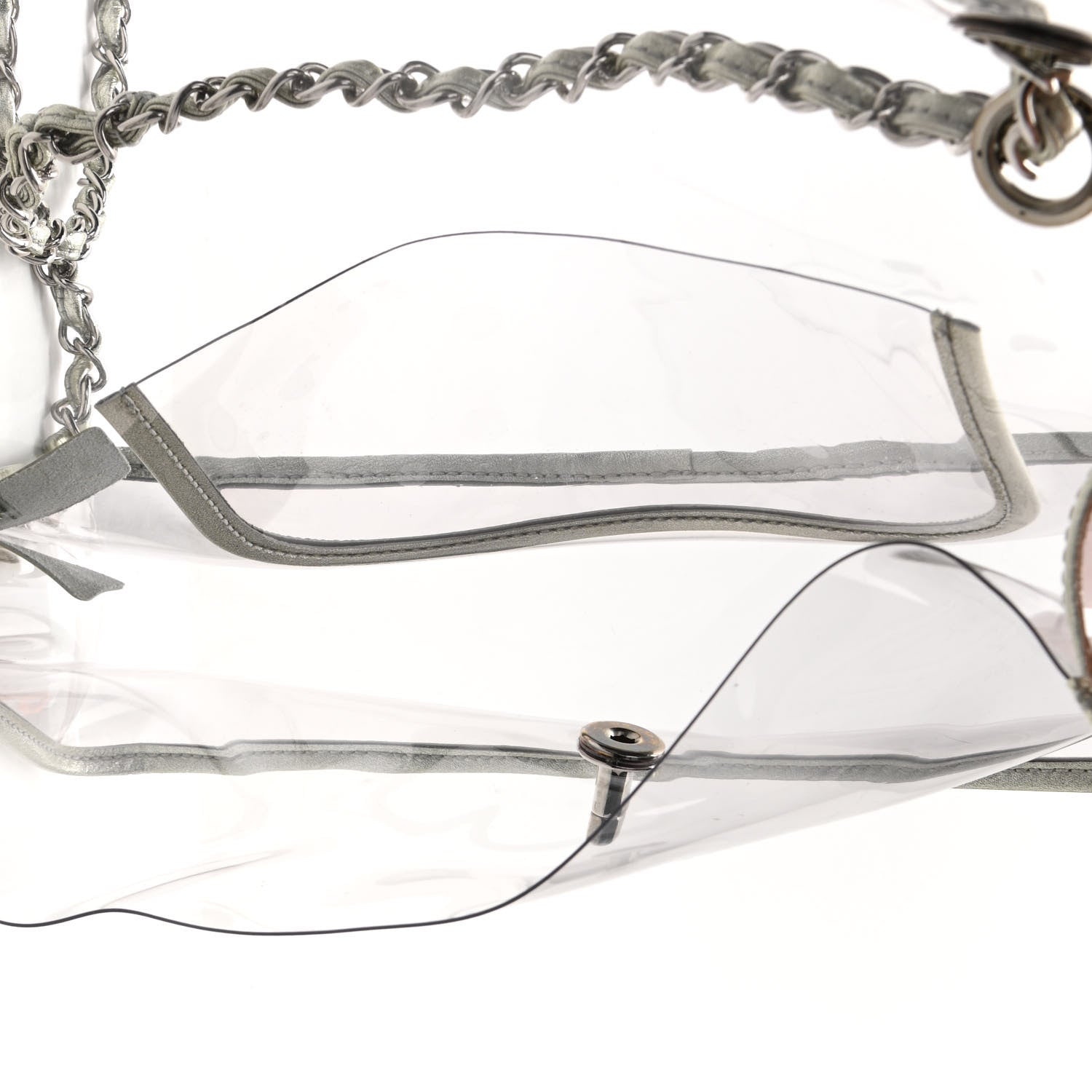 Chanel Metallic Lambskin PVC Medium Naked Flap Transparent Silver 5 of 11