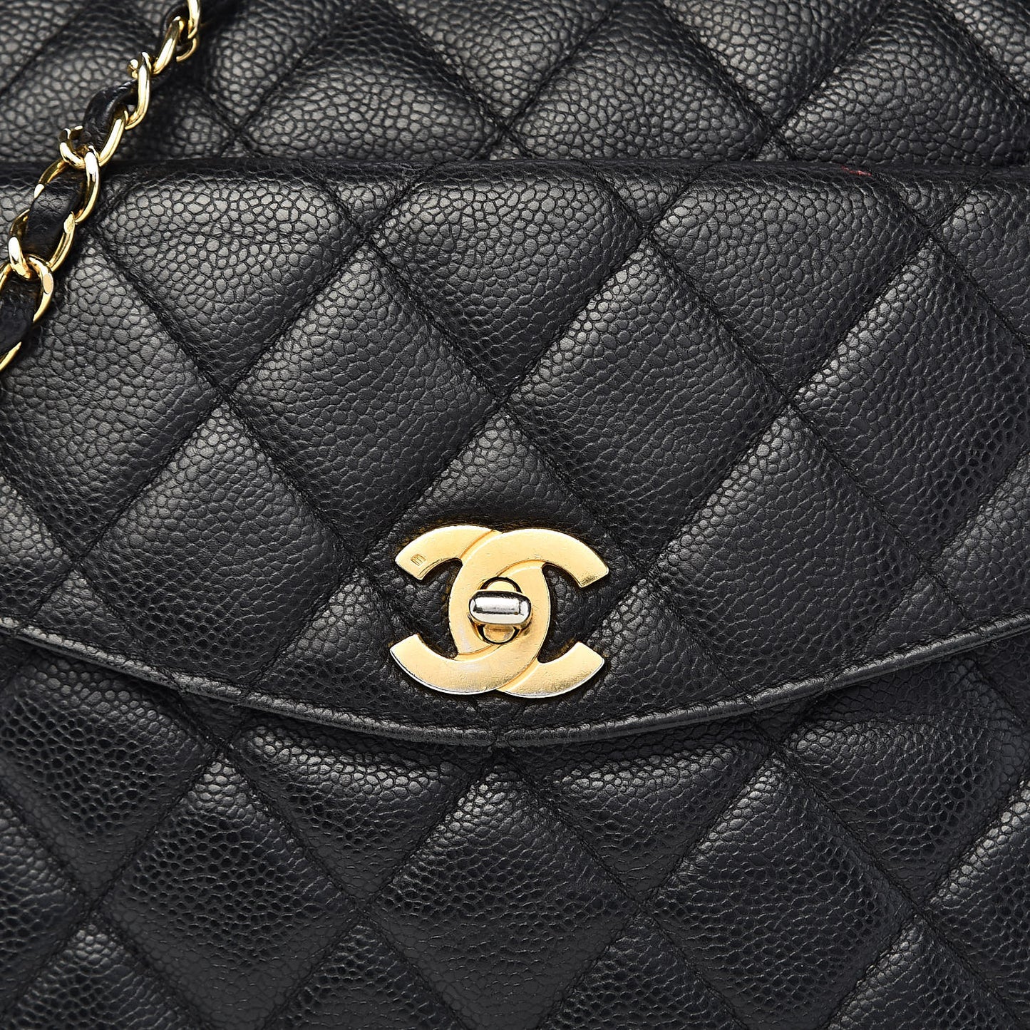 Caviar Quilted Flap Shoulder Bag Black