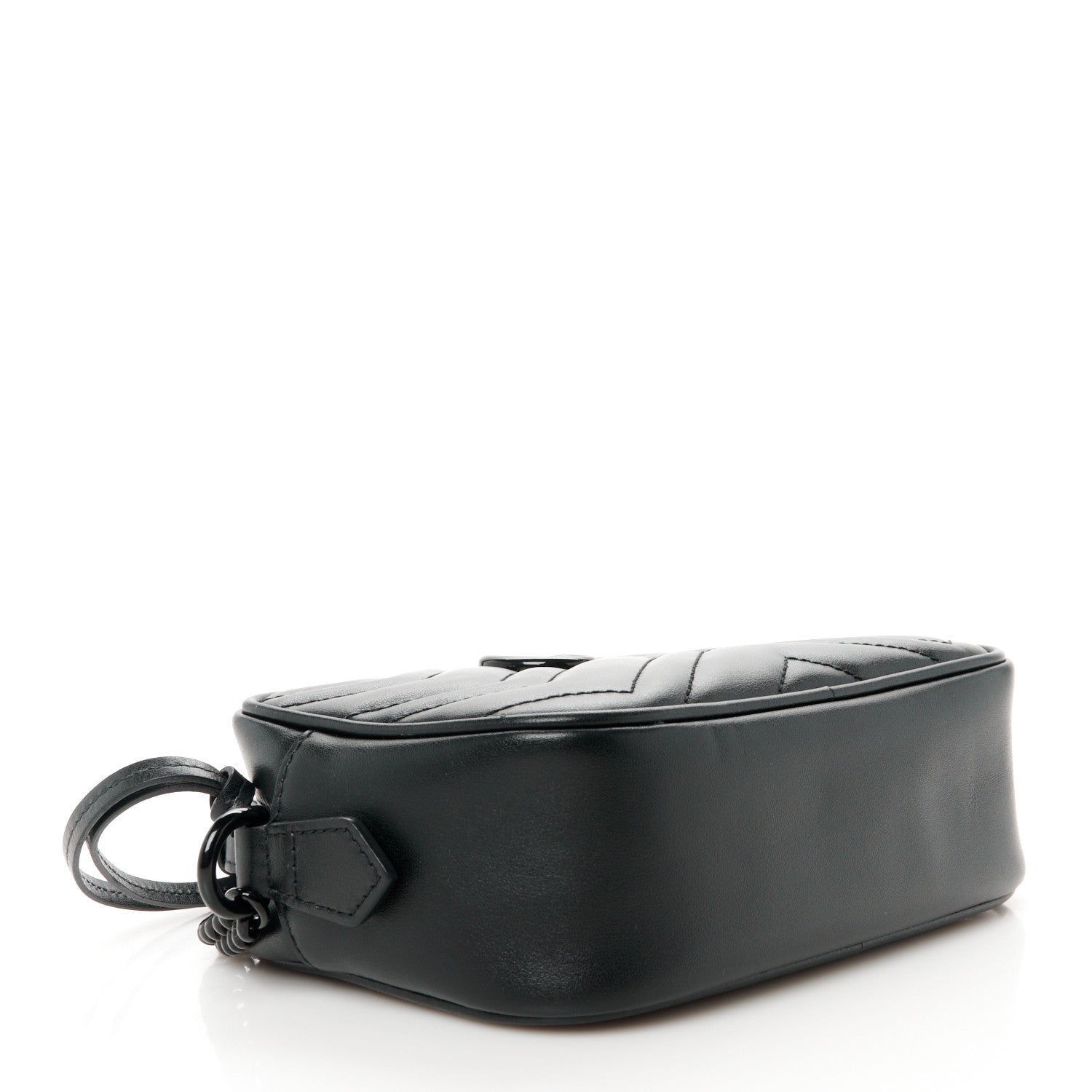 Gucci Calfskin Matelasse Monochrome Mini GG Marmont Chain Shoulder Bag Black 4 of 10