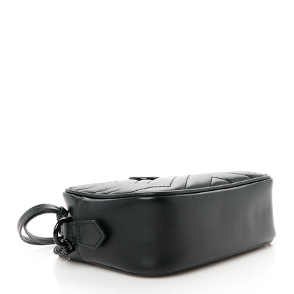 Gucci Calfskin Matelasse Monochrome Mini GG Marmont Chain Shoulder Bag Black 4 of 10