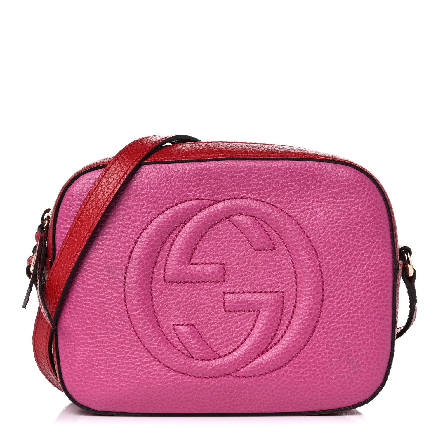 Gucci Dollar Calfskin Bi-Color Small Soho Disco Bag New Rosette Hibiscus Red 1 of 12