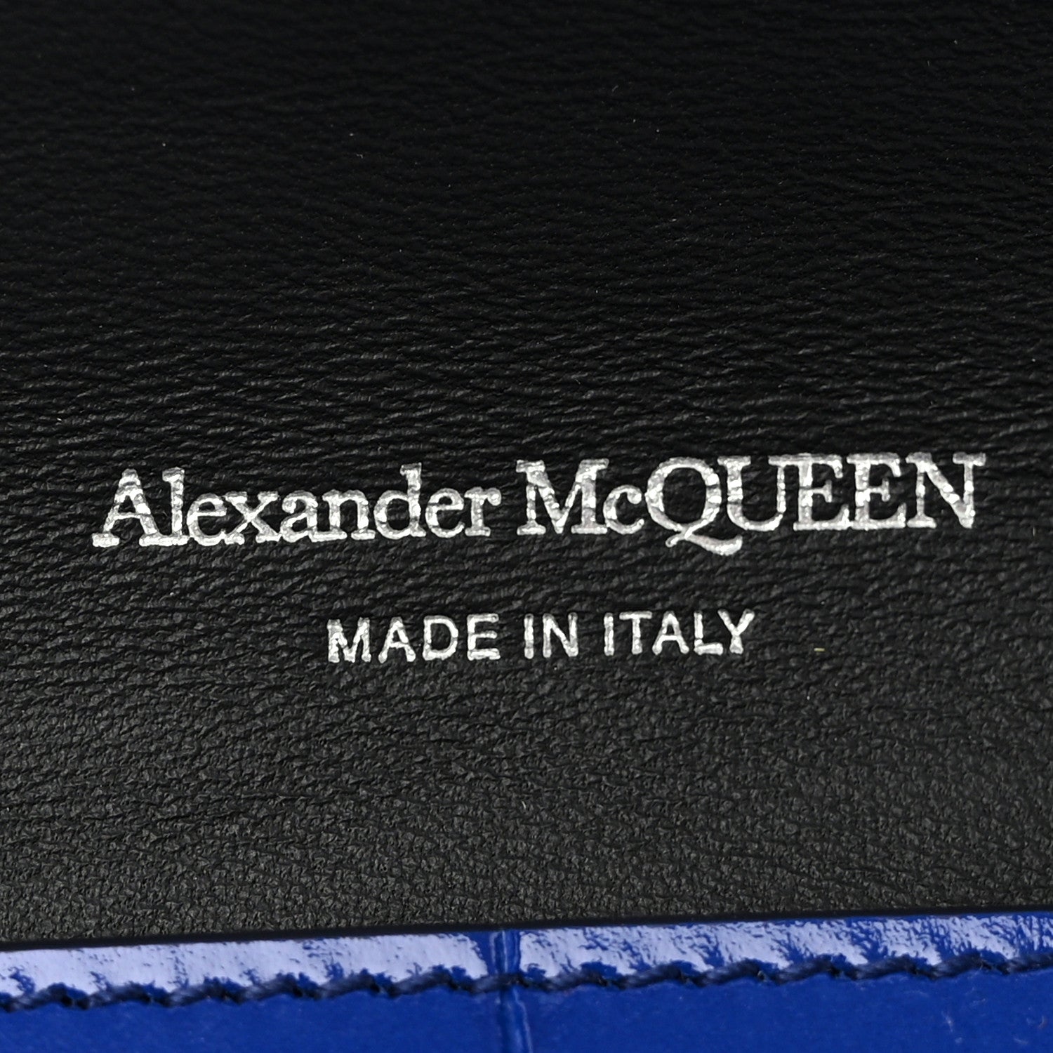 Alexander McQueen Calfskin Crocodile Embossed Skull Envelope Clutch Blue 6 of 7