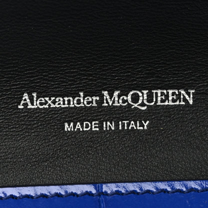 Alexander McQueen Calfskin Crocodile Embossed Skull Envelope Clutch Blue 6 of 7