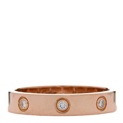 Cartier 18K Pink Gold 8 Diamond 4mm LOVE Wedding Band Ring 57 8 1 of 5