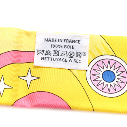 Hermes Silk La Source de Pegase Twilly Rose Vif Jaune Vif 4 of 4