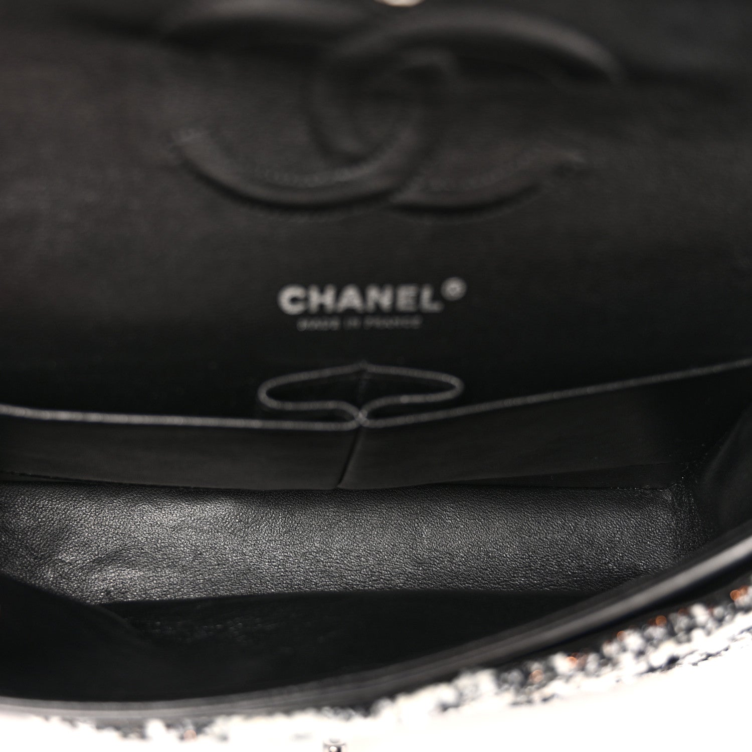 Chanel Tweed Quilted Medium Double Flap Black 5 of 12