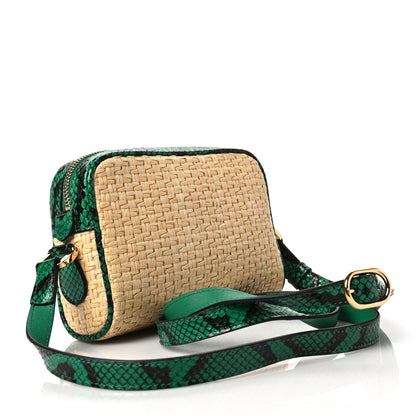 Gucci Raffia Elaphe Mini Ophidia Shoulder Bag Natural New Shamarock 3 of 6