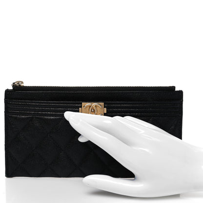 Chanel Caviar Quilted Classic Zip Boy Pouch Black 2 of 8