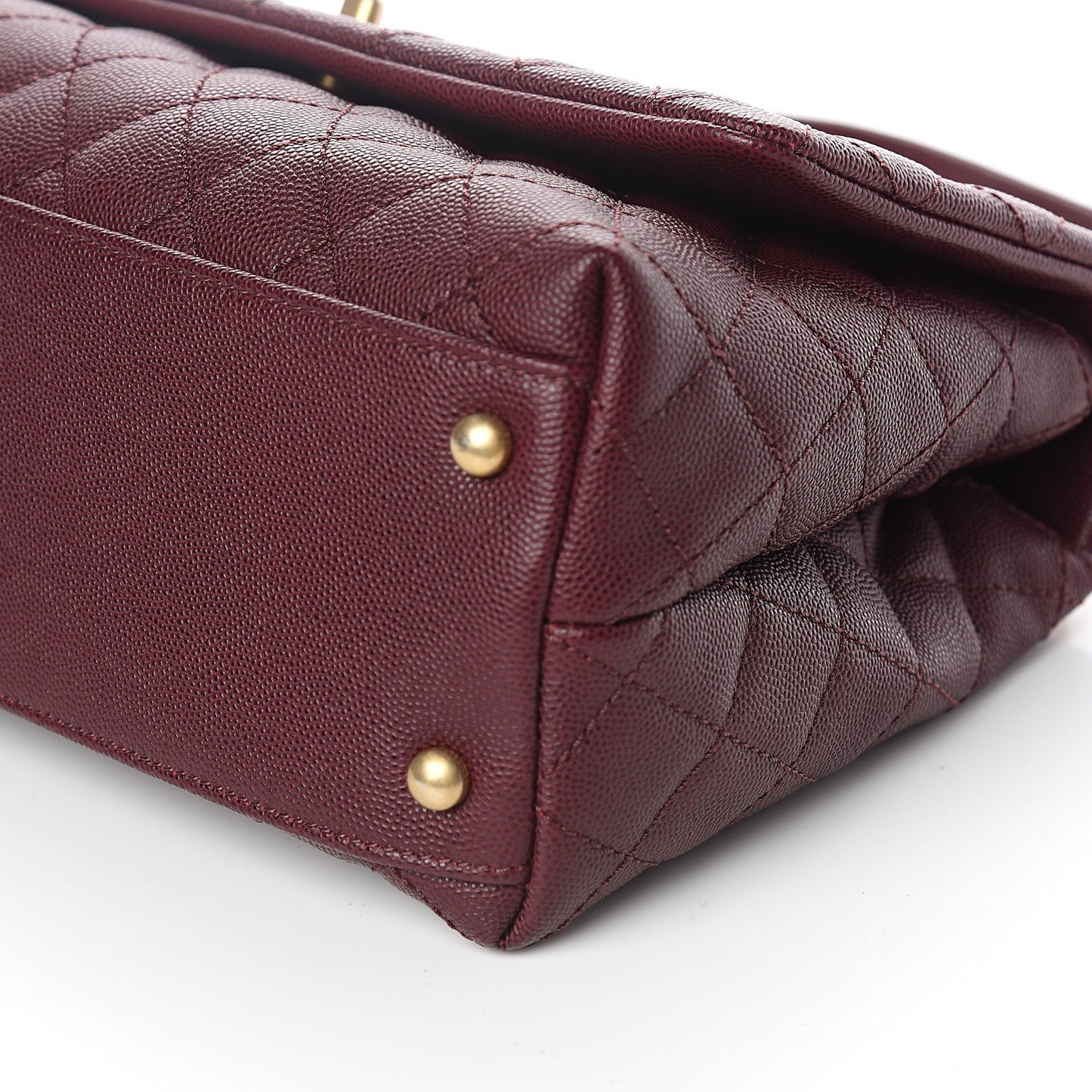 Caviar Lizard Quilted Small Coco Handle Flap Burgundy