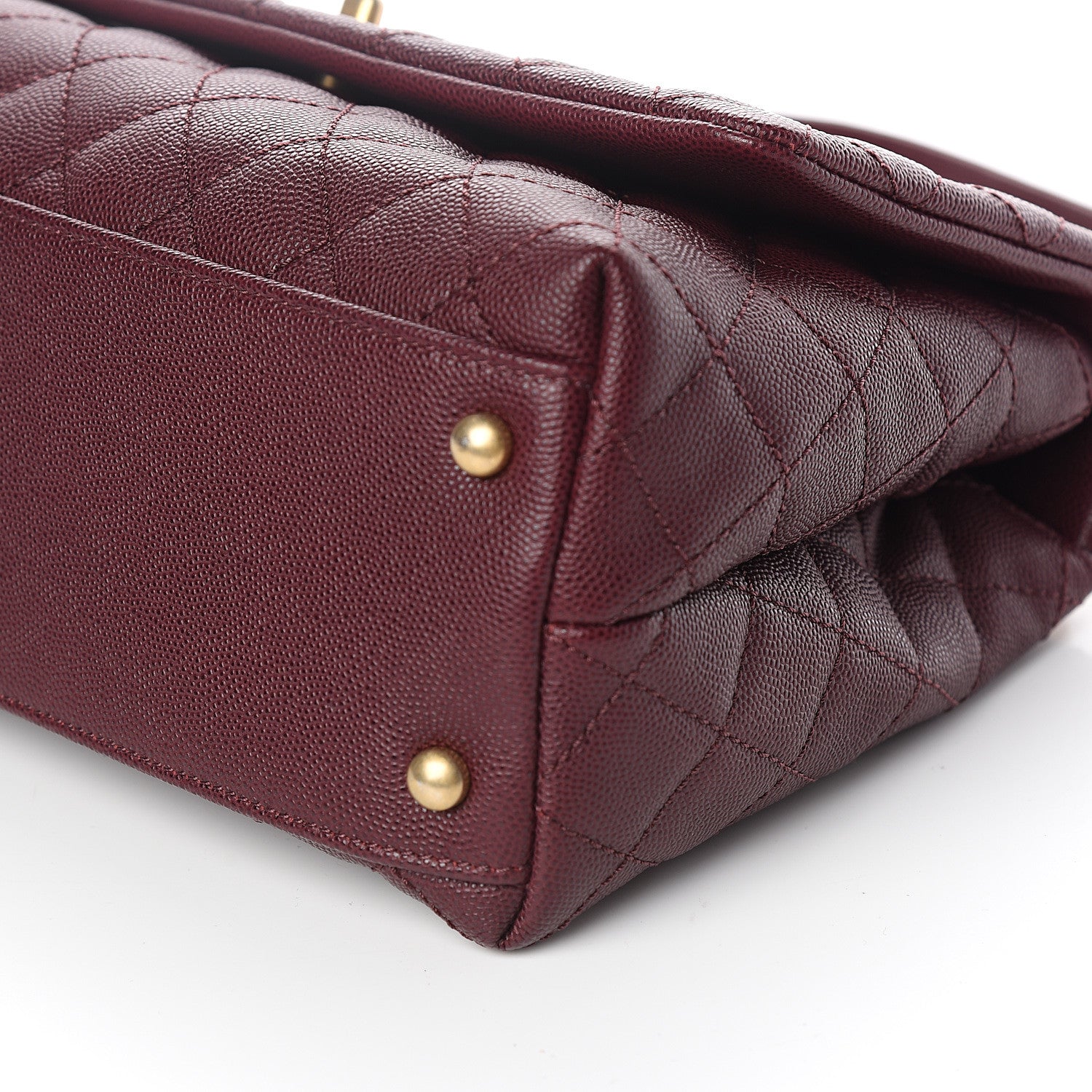 Chanel Caviar Lizard Quilted Small Coco Handle Flap Burgundy 8 of 9