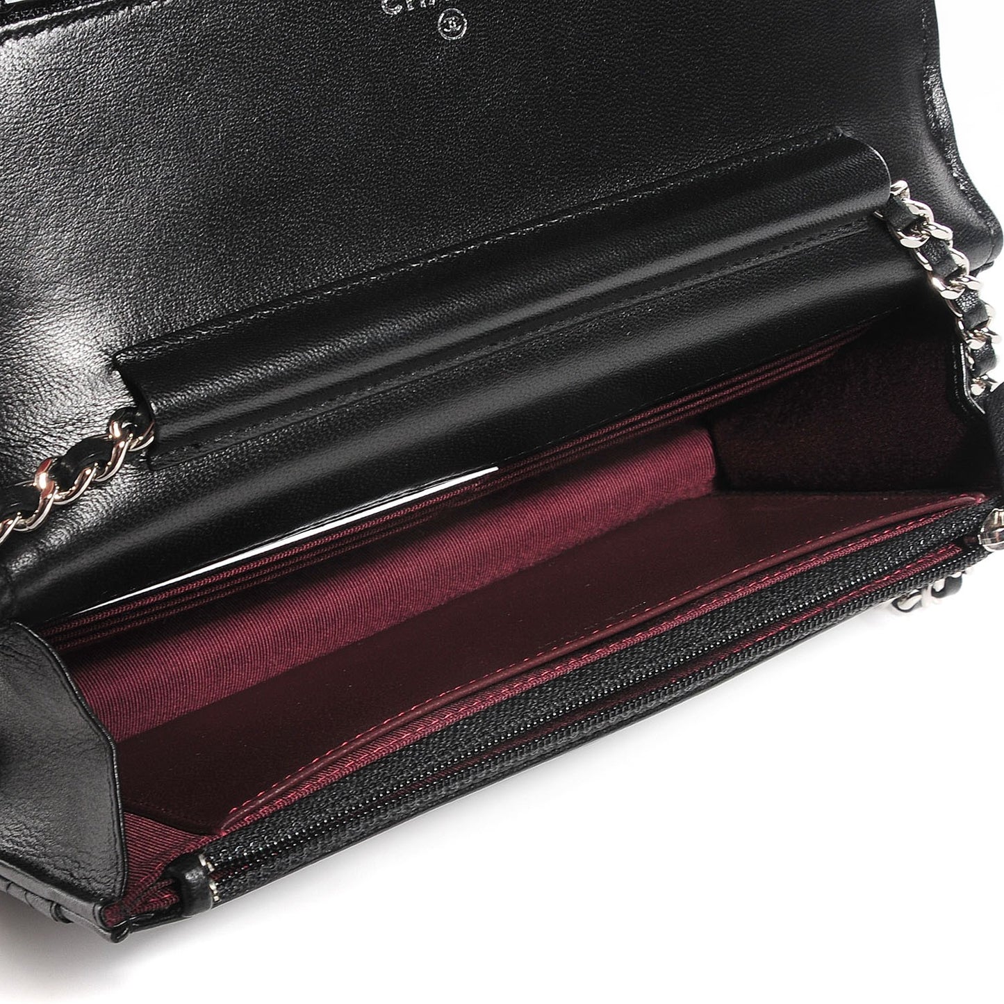 Lambskin Quilted Wallet On Chain WOC Black