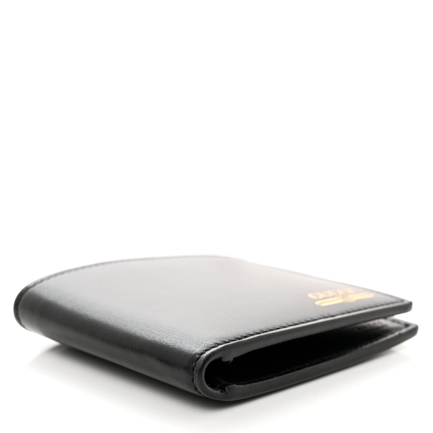 Plutone Calfskin Logo Bi-Fold Wallet Black