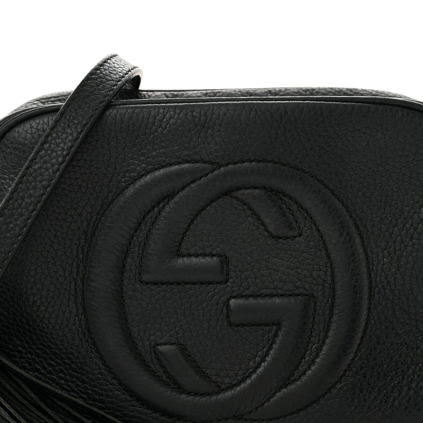 Pebbled Calfskin Small Soho Disco Bag Black