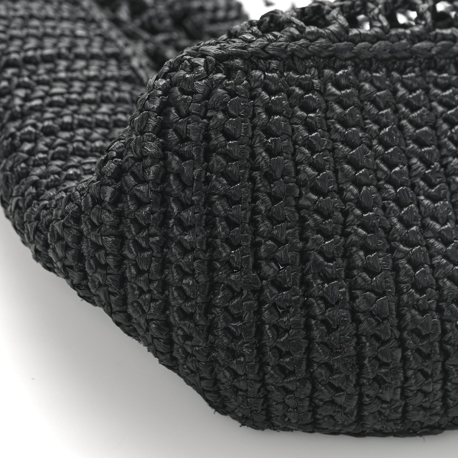 Prada Yarn Raffia Effect Crochet Logo Embroidered Small Tote Bag Black 6 of 7