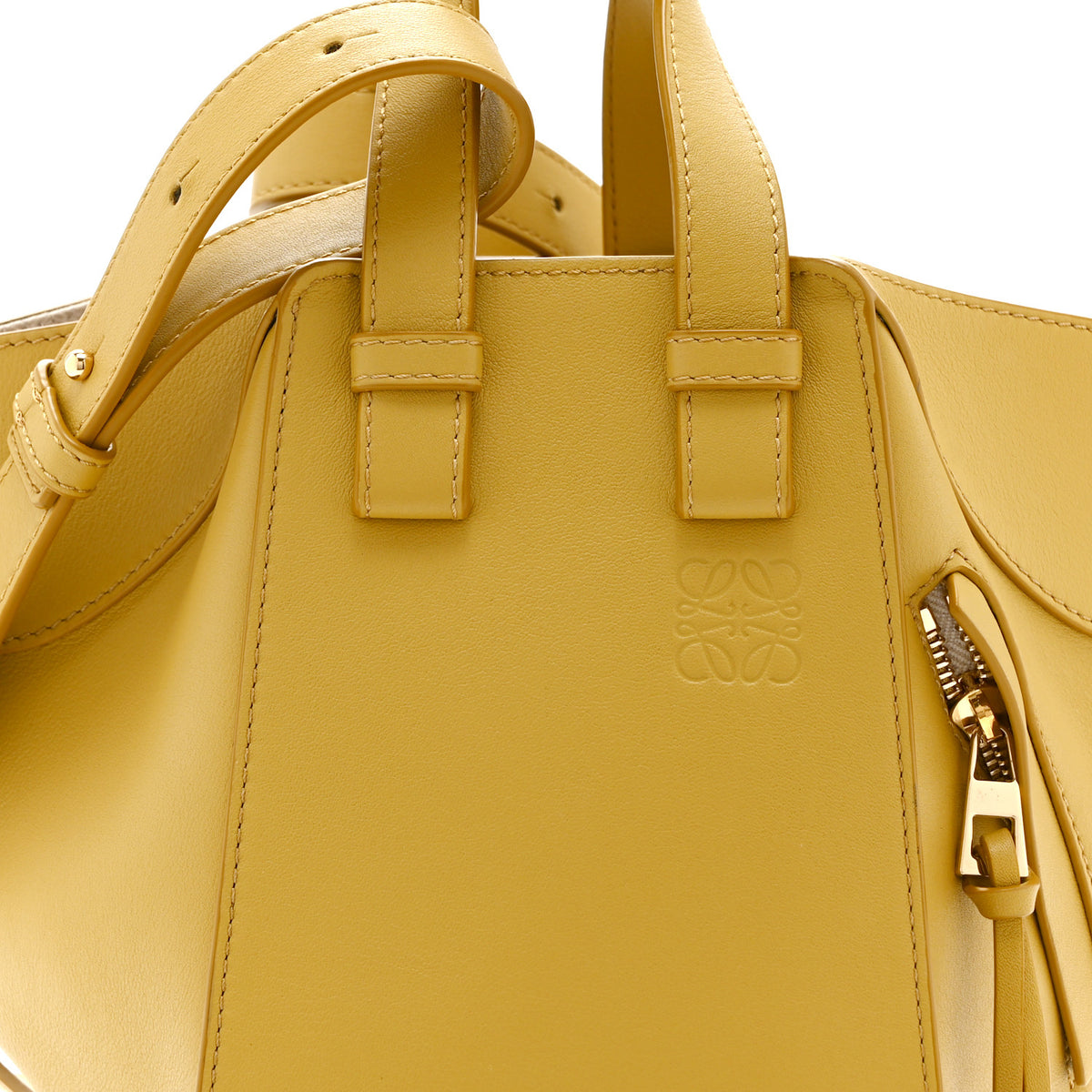 Soft Grained Calfskin Compact Hammock Shoulder Bag Dark Butter