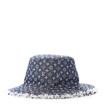Louis Vuitton Monogram Denim Fringe Bob Bucket Hat M Blue 1 of 7