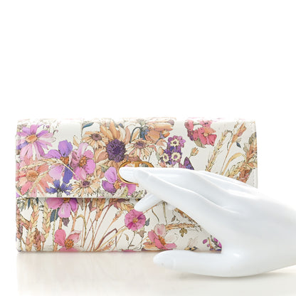 Christian Dior Calfskin Caro Freesia Long Wallet White Multicolor 2 of 9