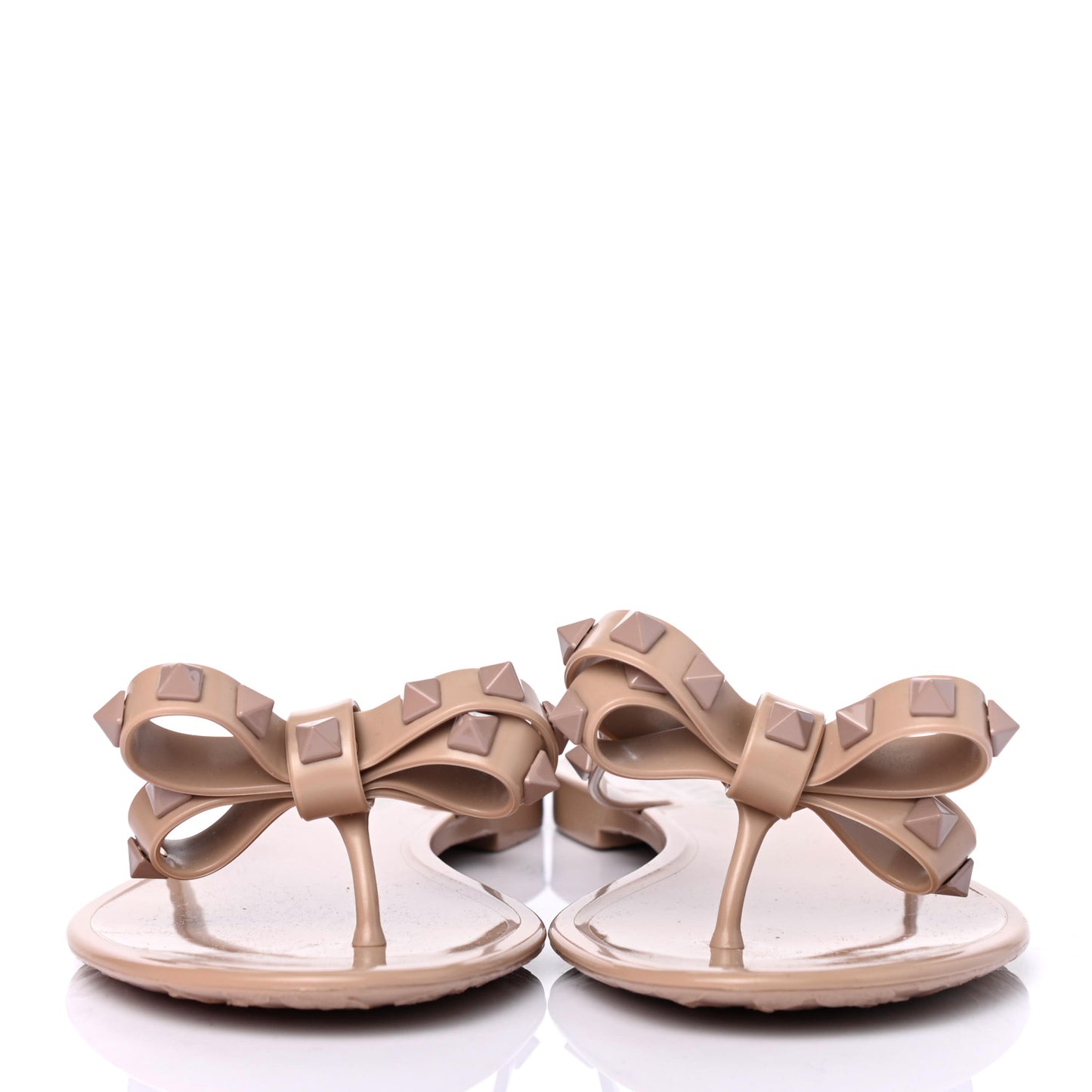 PVC Jelly Rockstud Bow Thong Sandals 37 Poudre