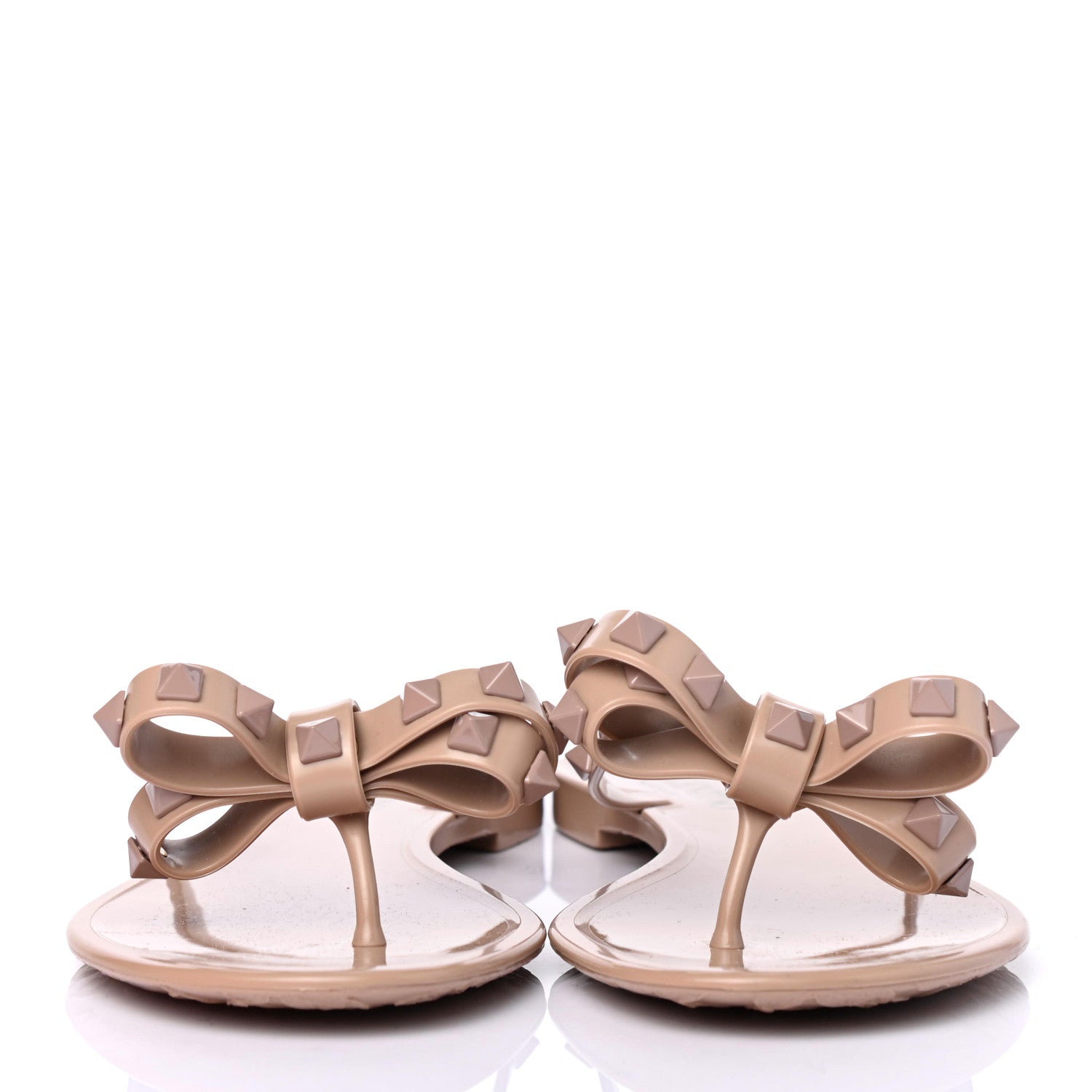 Valentino Garavani PVC Jelly Rockstud Bow Thong Sandals 37 Poudre 2 of 4
