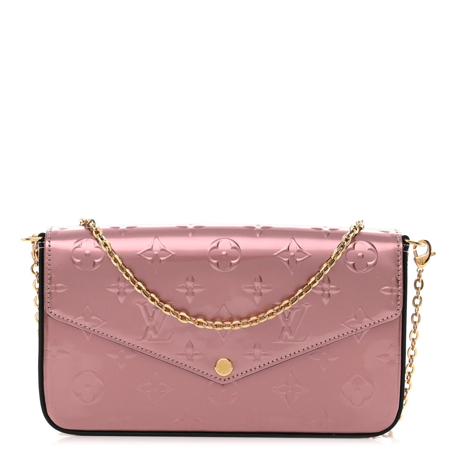 Louis Vuitton Vernis Pochette Felicie Chain Wallet Metallic Pale Pink 3 of 10