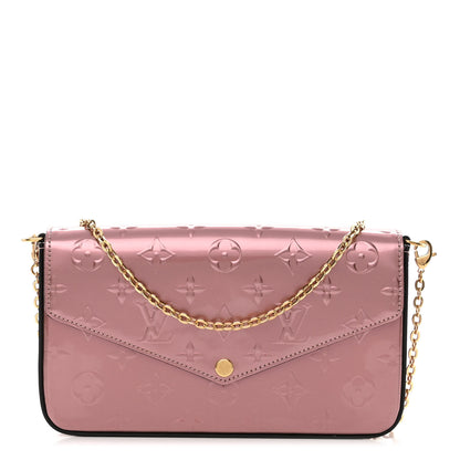 Louis Vuitton Vernis Pochette Felicie Chain Wallet Metallic Pale Pink 3 of 10