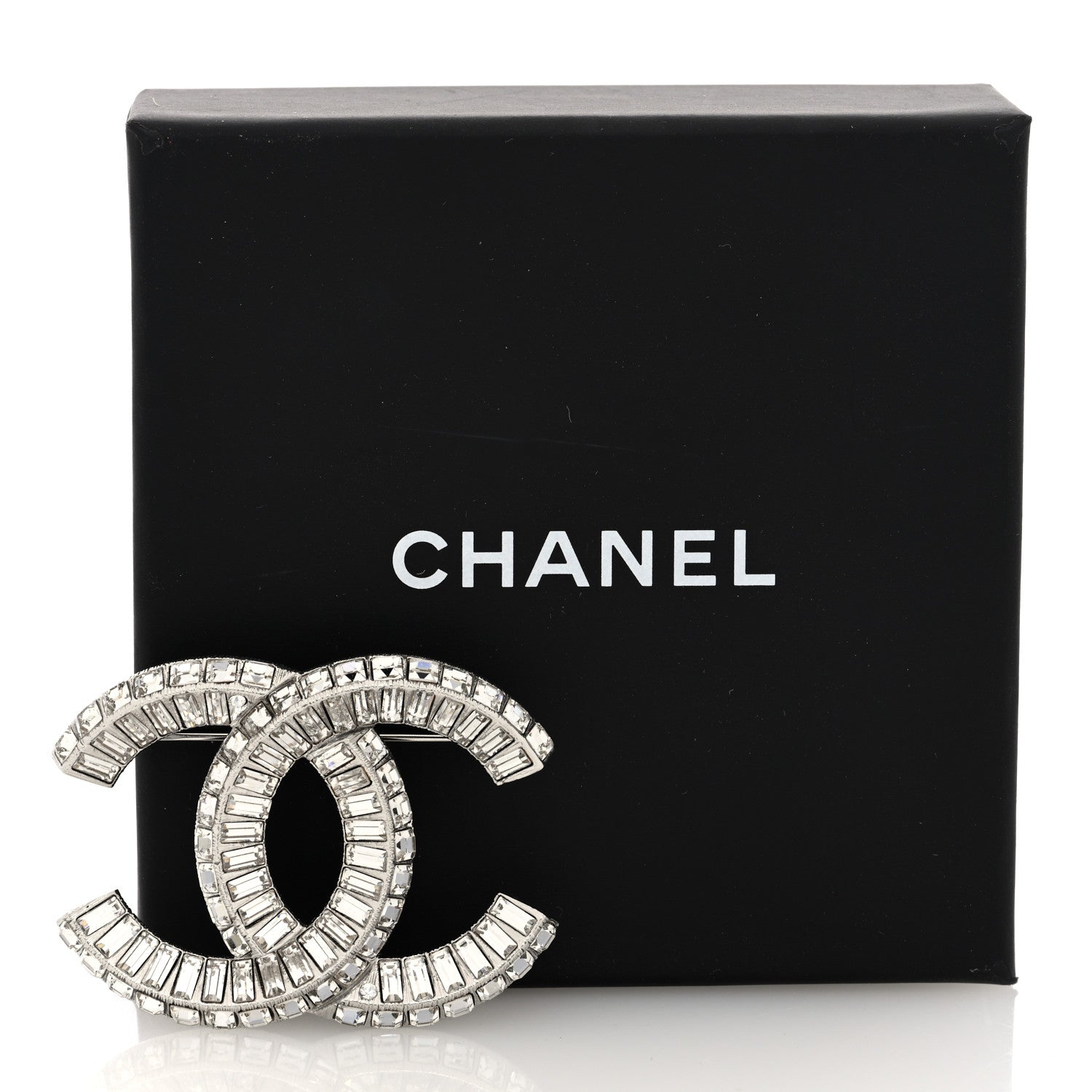Chanel Baguette Crystal CC Brooch Silver 4 of 4