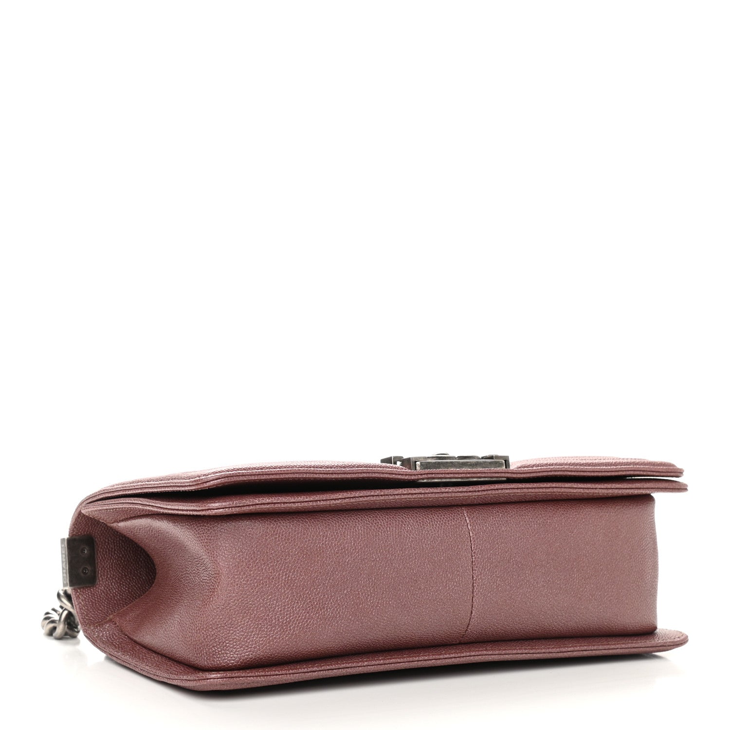 Chanel Metallic Caviar Chevron Quilted Medium Boy Flap Dark Pink 4 of 9