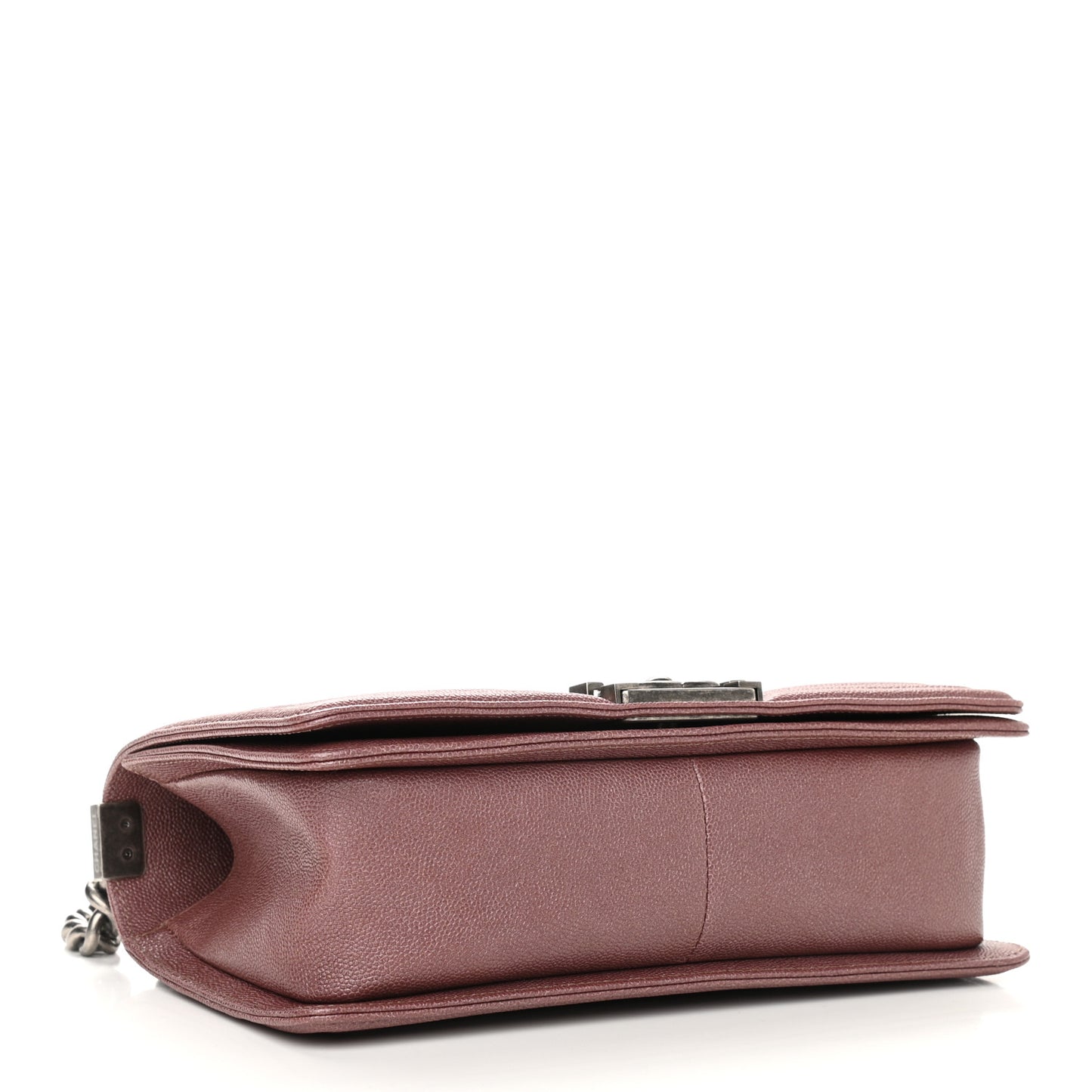 Metallic Caviar Chevron Quilted Medium Boy Flap Dark Pink