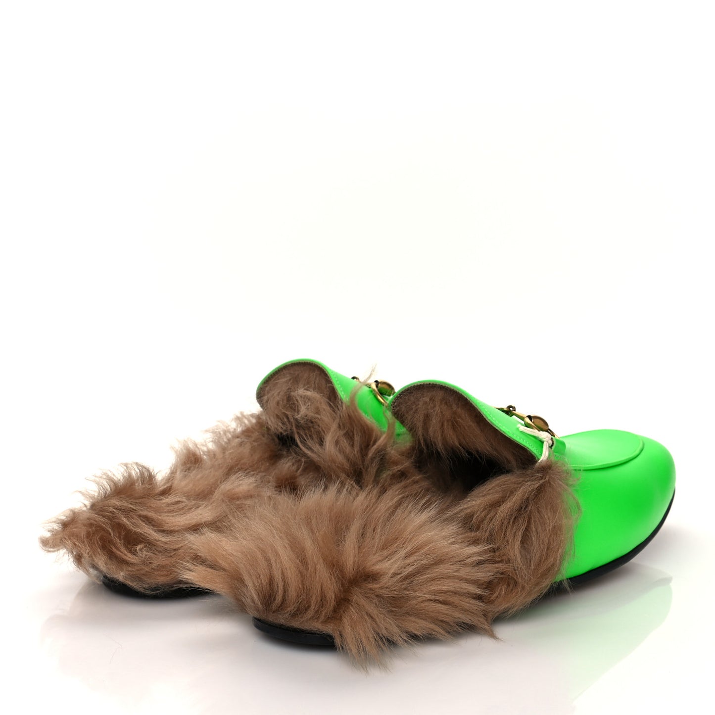 Calfskin Fur Mens Princetown Slippers 11 Fluorescent Green