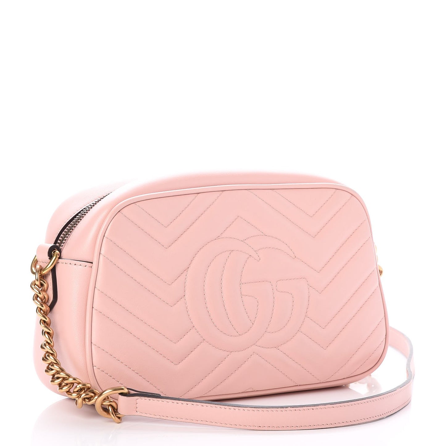 Calfskin Matelasse Small GG Marmont Chain Shoulder Bag Perfect Pink