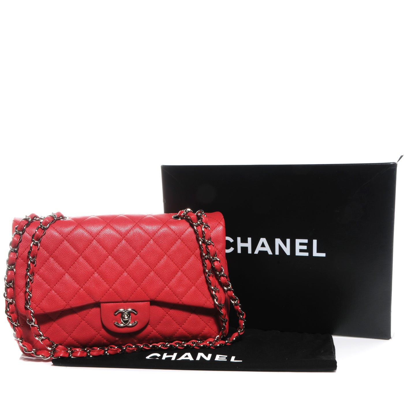 Washed Caviar Jumbo Single Flap Fuchsia