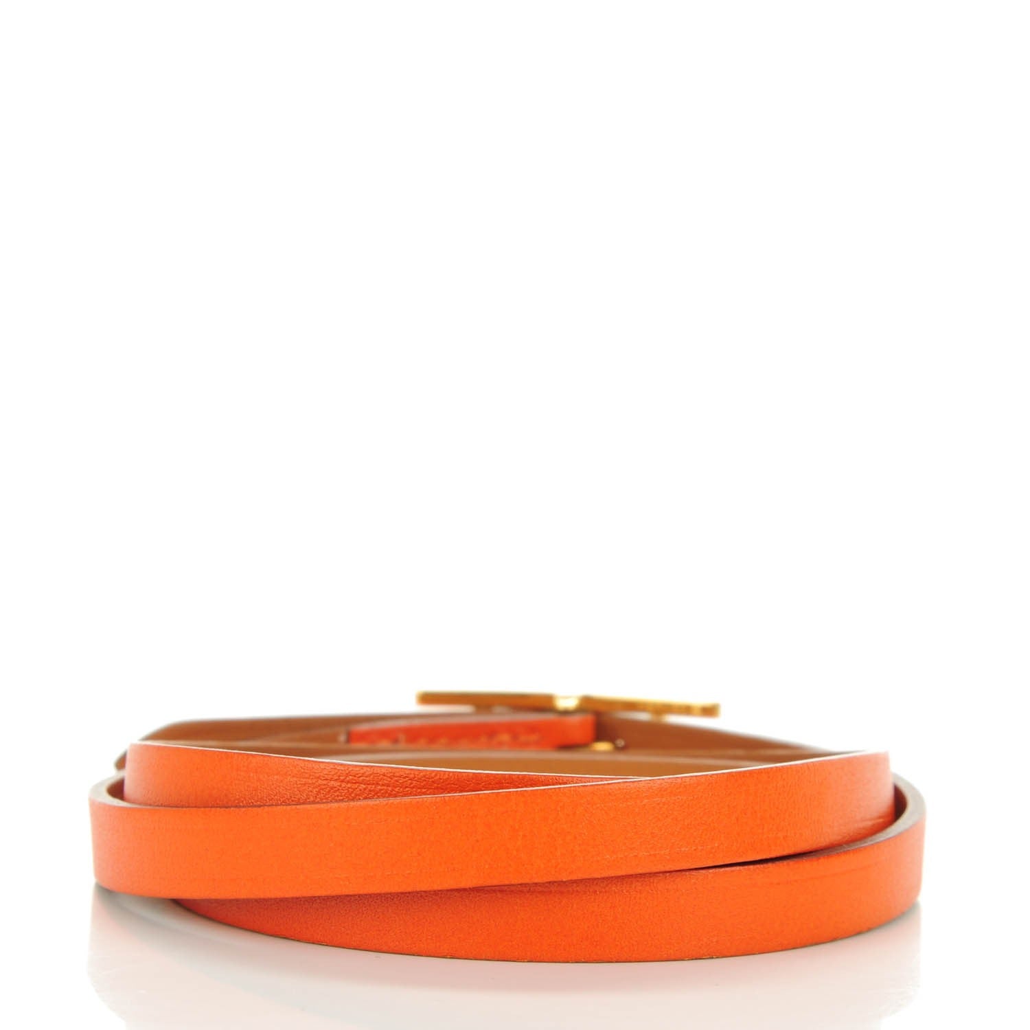 Hermes Tadelakt Hapi 3MM Triple Tour Wrap Bracelet Small Orange 3 of 5