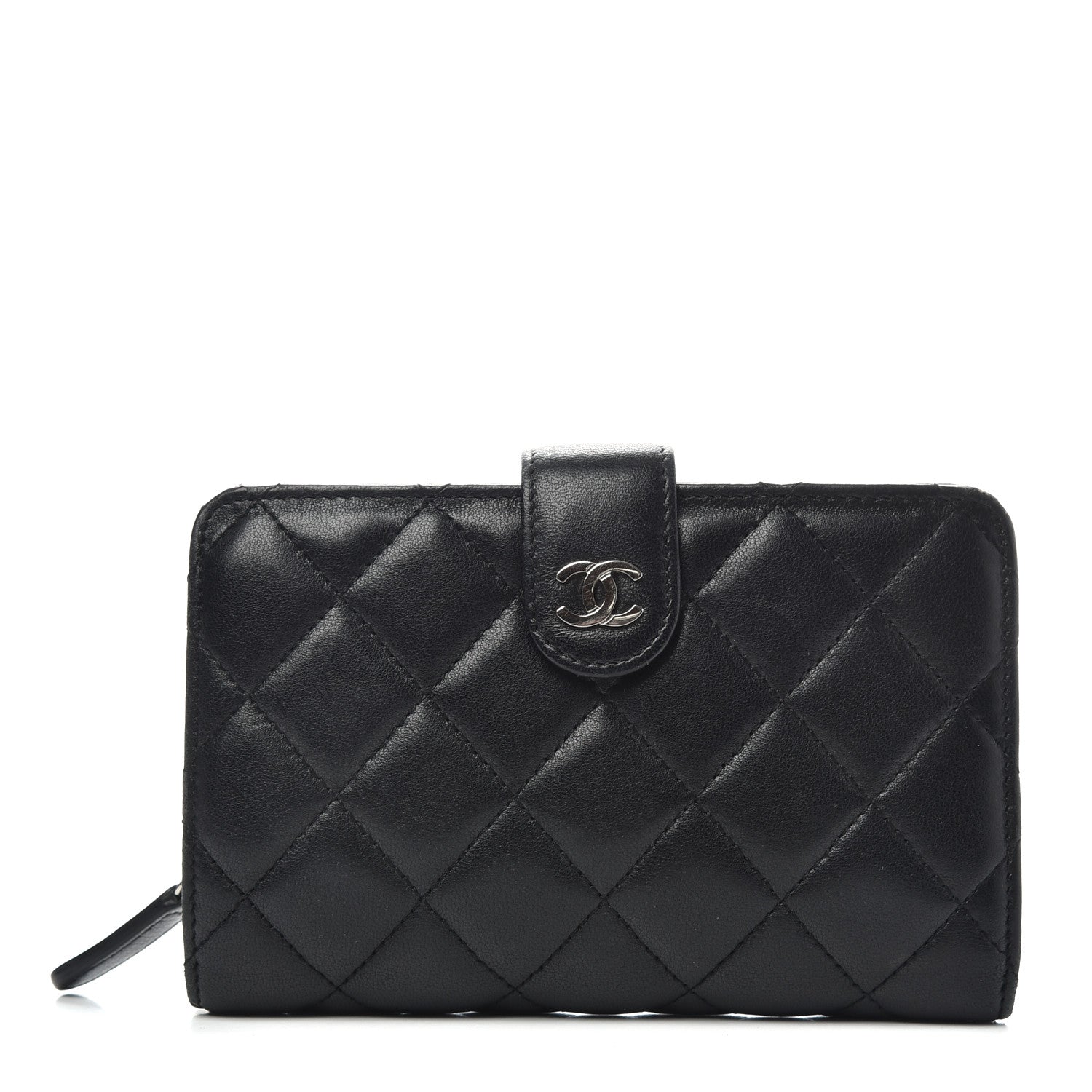 Chanel Lambskin Quilted Zipped Pocket Wallet Black 1 of 9