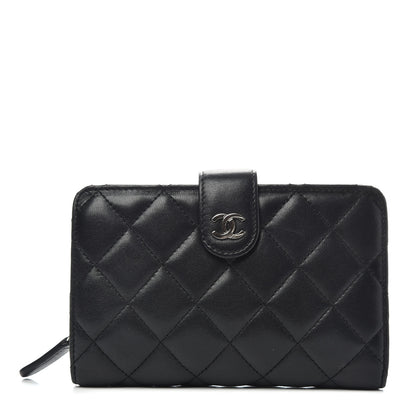 Chanel Lambskin Quilted Zipped Pocket Wallet Black 1 of 9