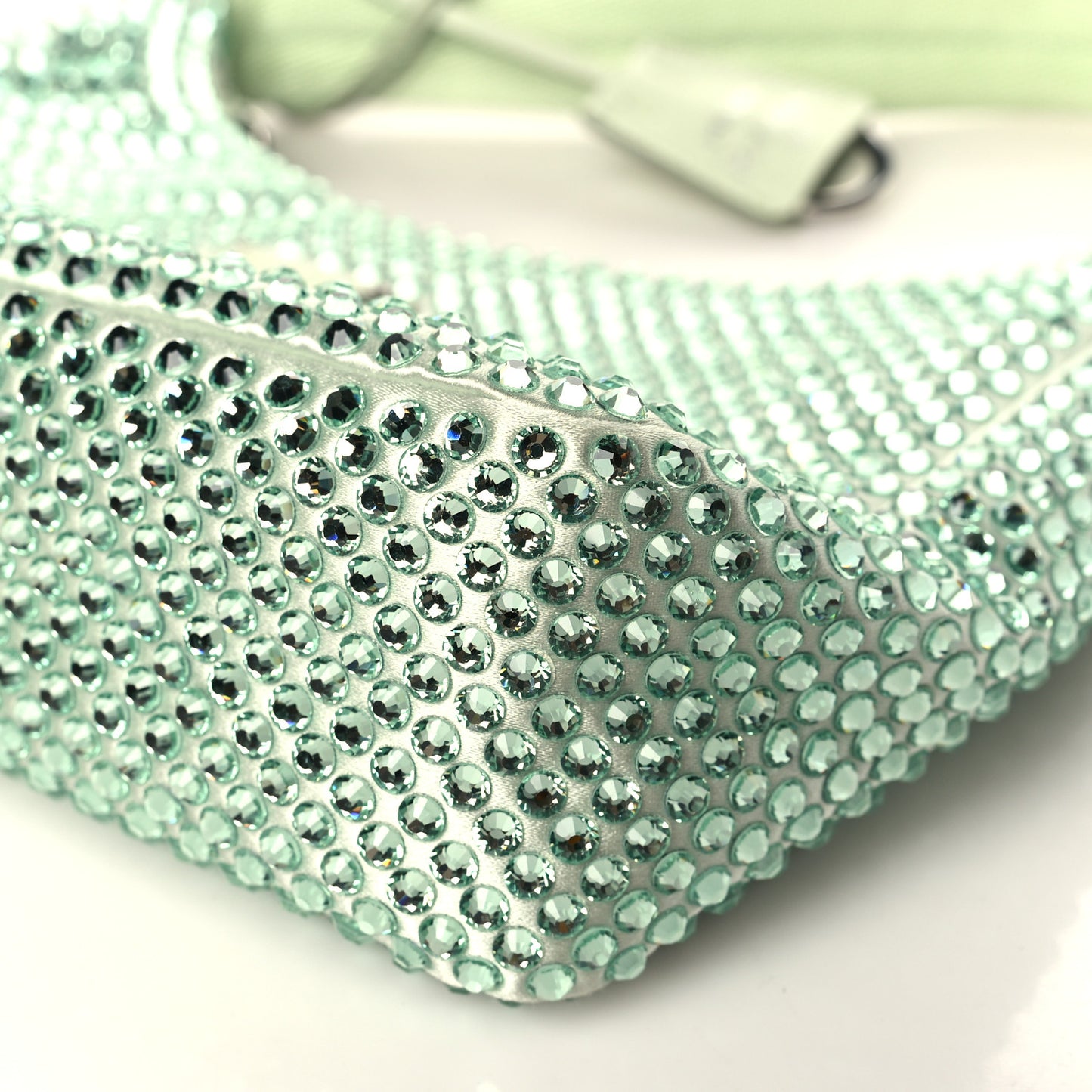 Satin Crystal Mini Re-Edition 2000 Bag Acqua
