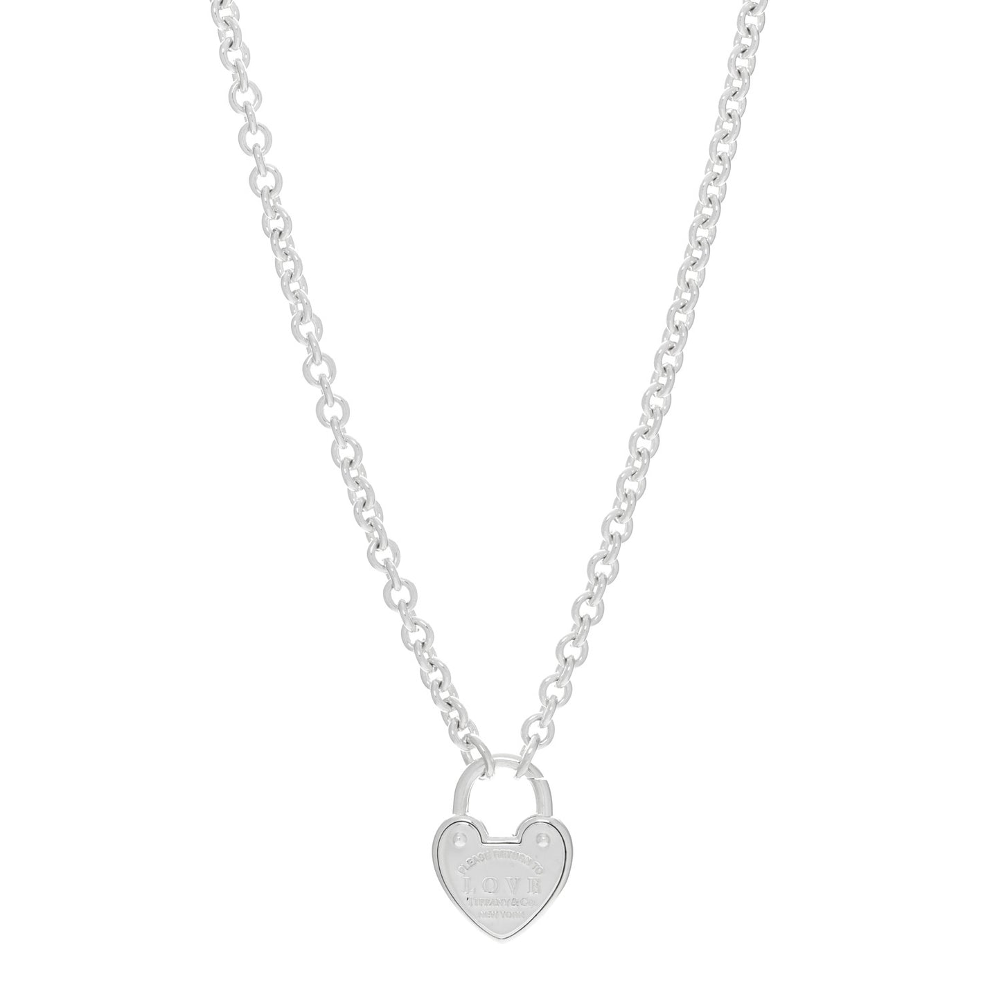 Sterling Silver Return To Tiffany Love Heart Lock Pendant Necklace