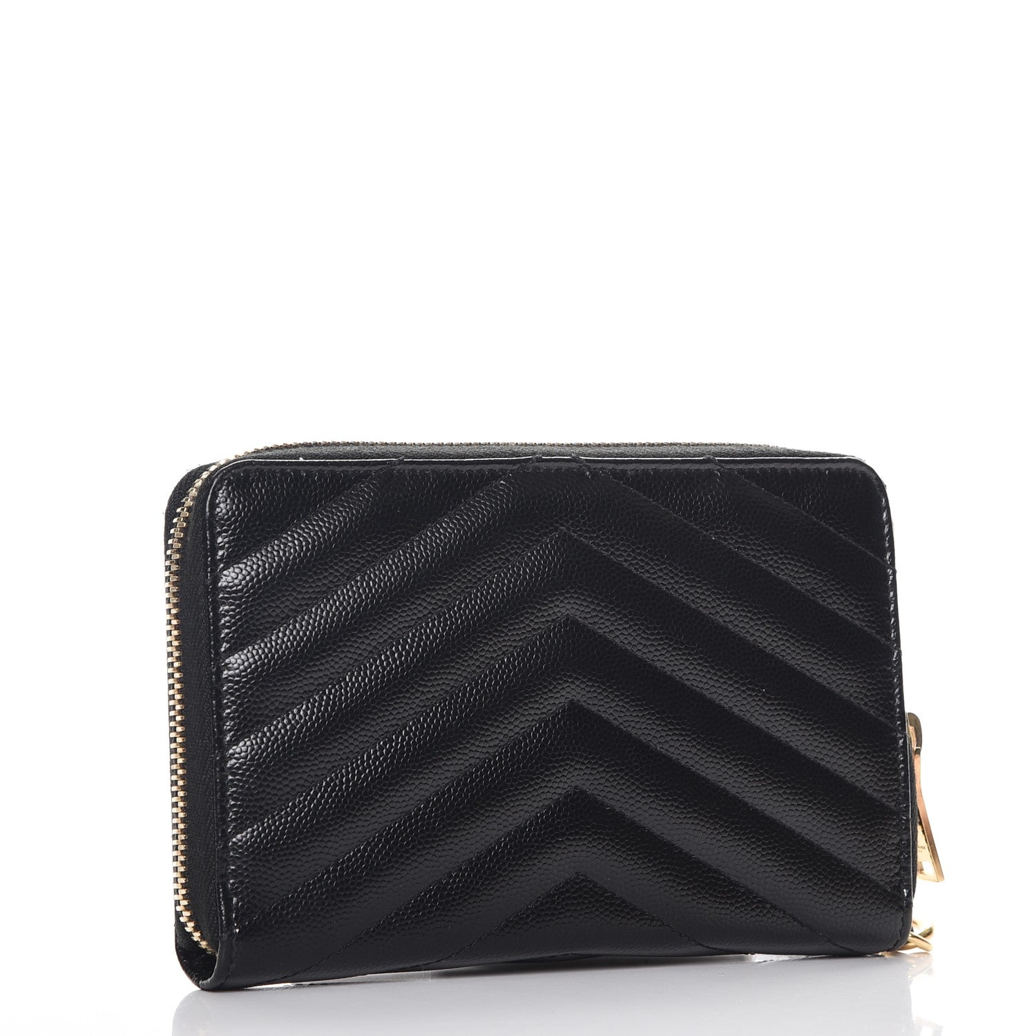 Saint Laurent Grain De Poudre Matelasse Chevron Monogram Phone Wallet Black 3 of 9