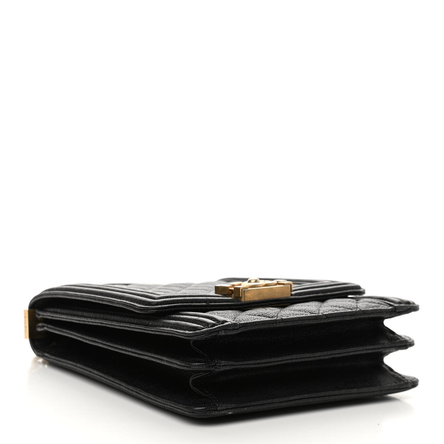 Caviar Quilted North South Boy Flap Black