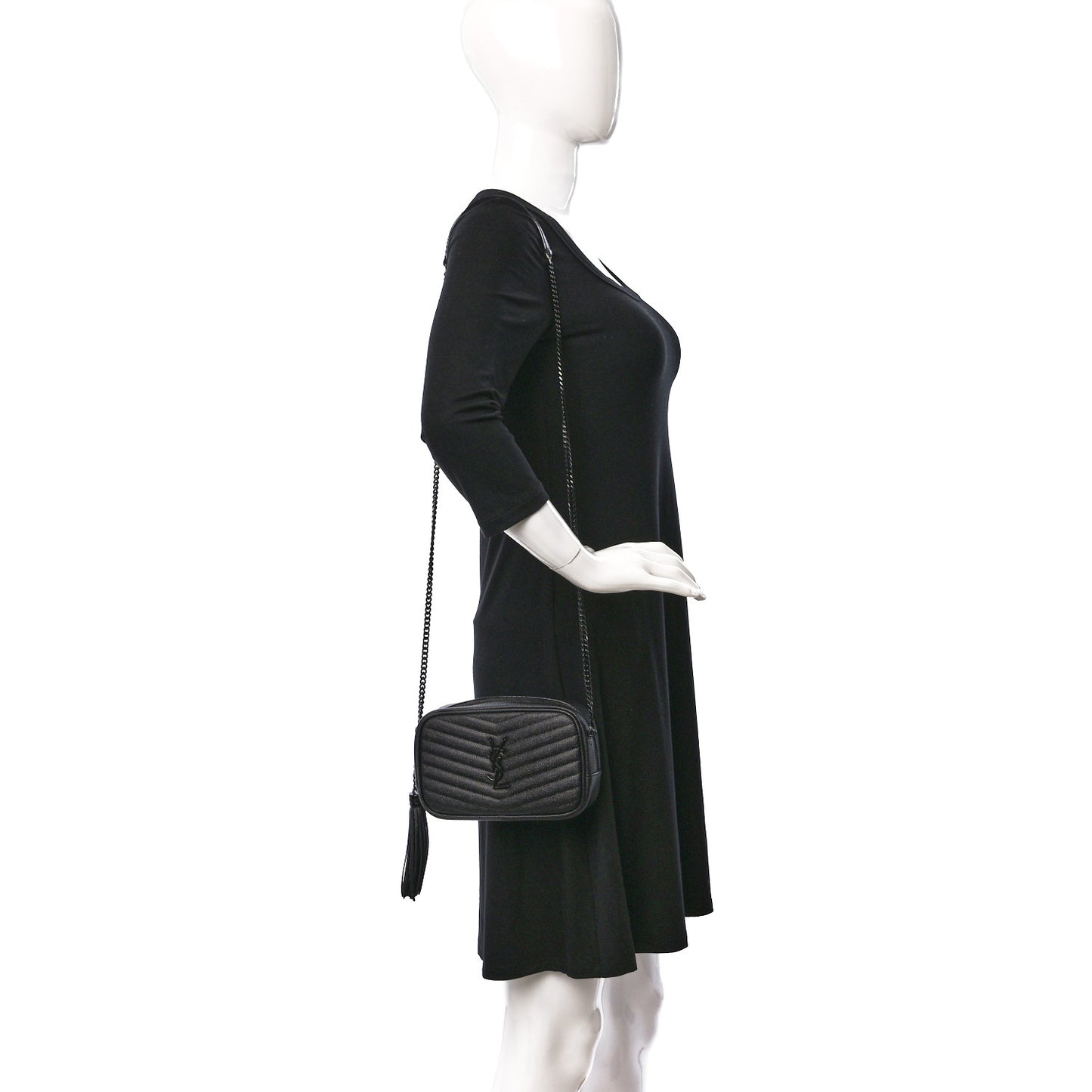 Grain De Poudre Matelasse Monochrome Monogram Mini Lou Camera Bag Black