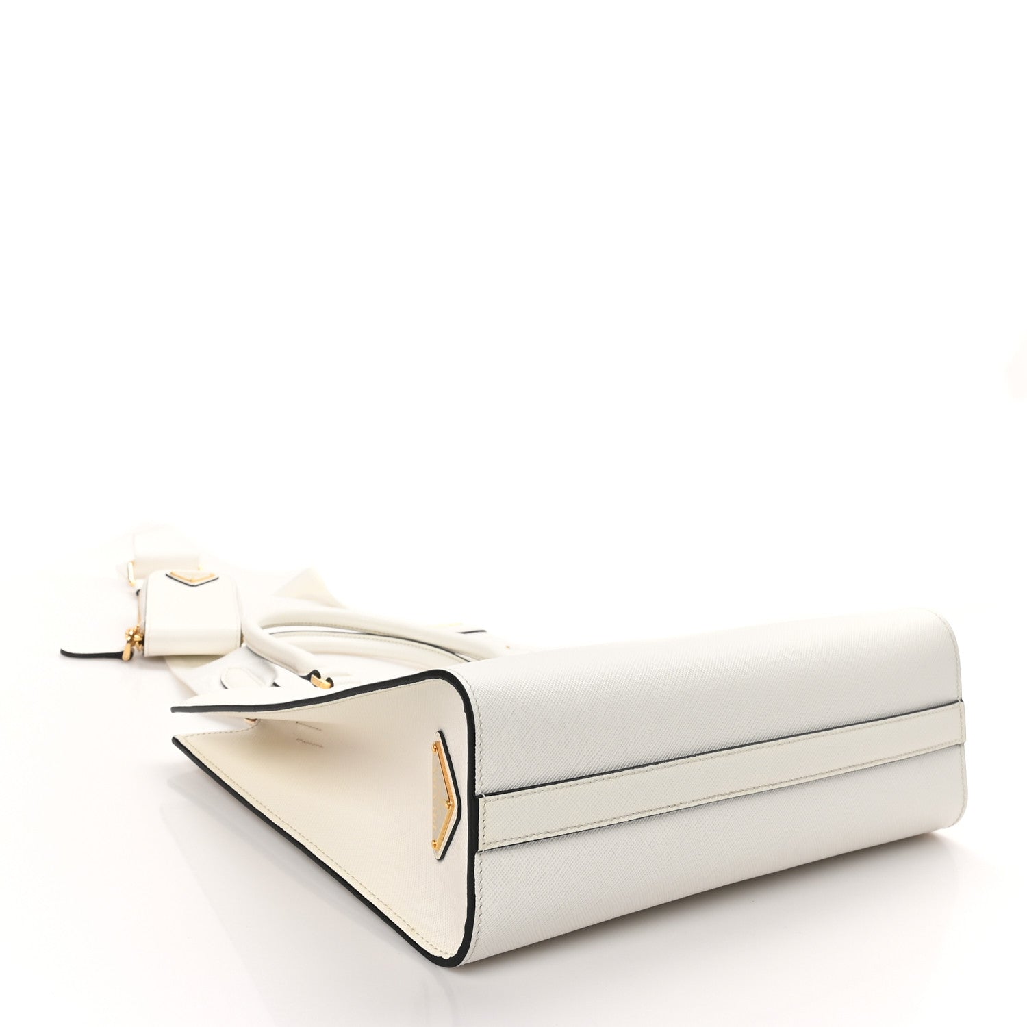 Prada Saffiano Lux Logo Embossed Medium Shoulder Tote Handbag