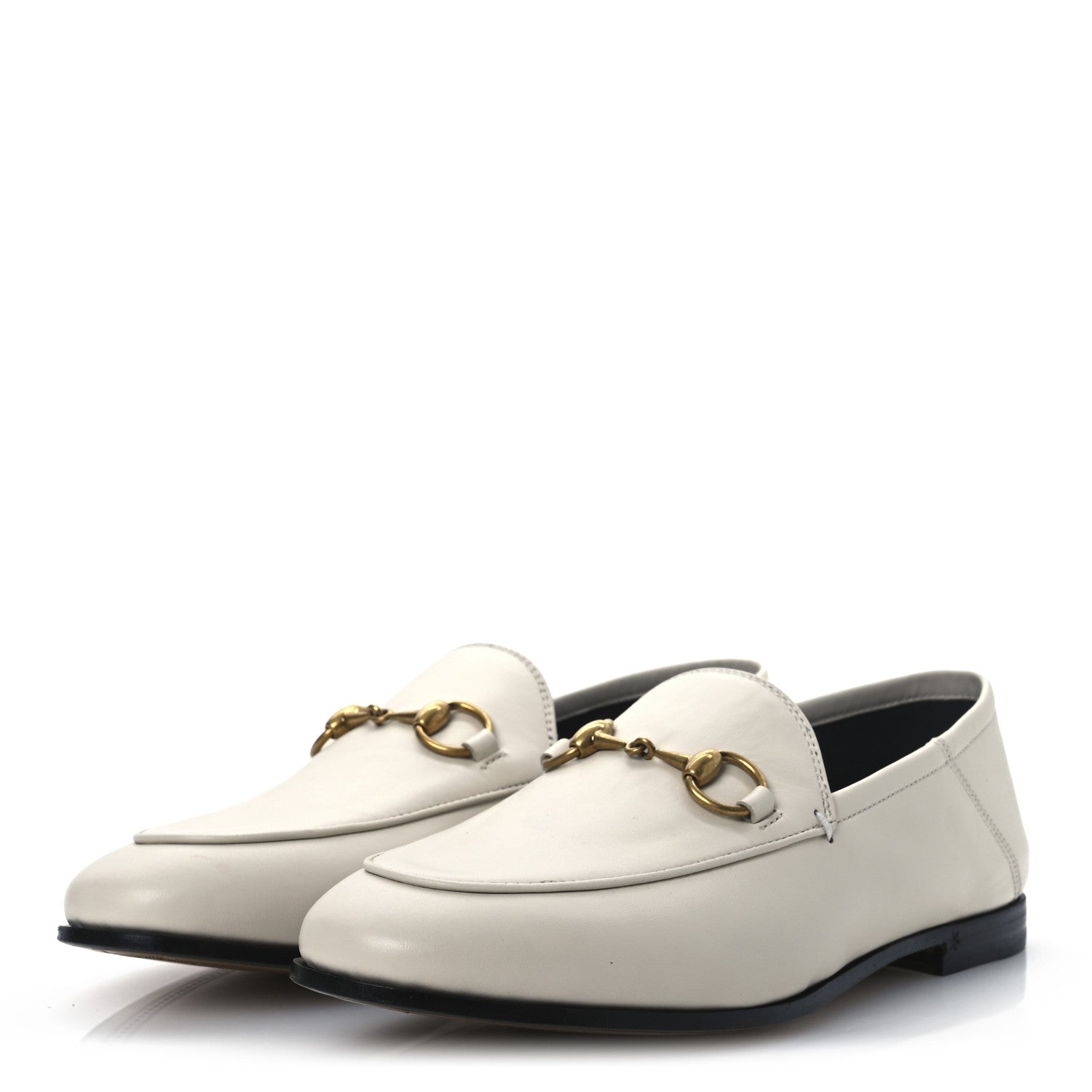 Gucci Lambskin Womens Brixton Horsebit Loafers 35 Mystic White 4 of 13