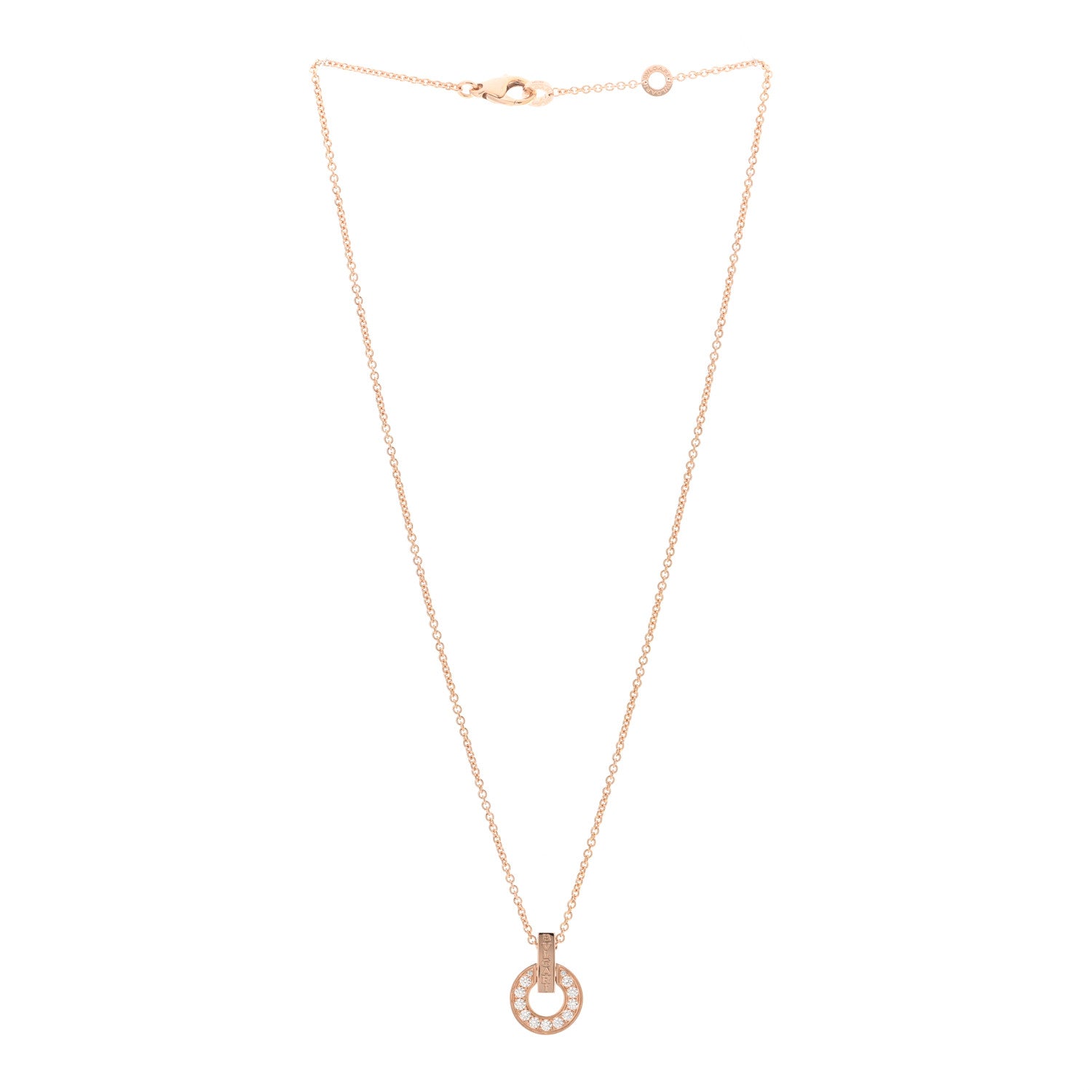 Bulgari 18K Rose Gold Diamond BVLGARI BVLGARI Open Work Pendant Necklace 3 of 4