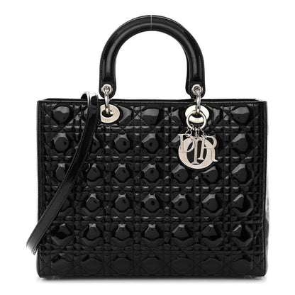 Christian Dior Patent Cannage Large Lady Dior Black 1 of 9